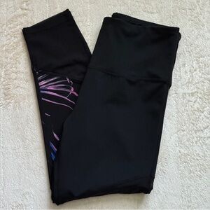 BSP Women's High Waist 7/8 Leggings Black Floral Size XL